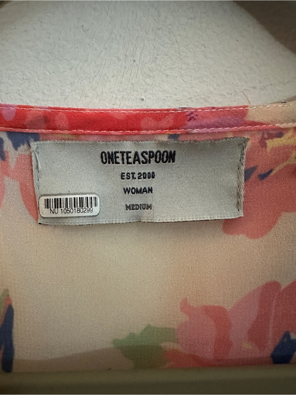 One Teaspoon Pink Floral Scoop-Neck Blouse - Picture 3 of 4